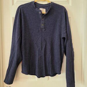 Hudson & Barrow NYC Men's Heather Blue Henley Long Sleeve Size Large